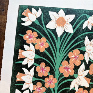 March II Birth Month Flower Original Reduction Print - No. 1