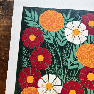 October Birth Month Flower Original Reduction Print - No. 1