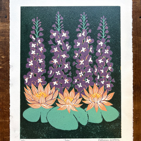 July Birth Month Flower Original Reduction Print - No. 4