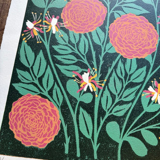 June Birth Month Flower Original Reduction Print - No. 5