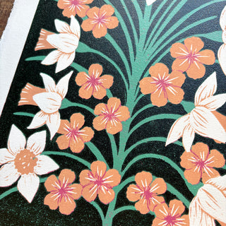 March II Birth Month Flower Original Reduction Print - No. 4