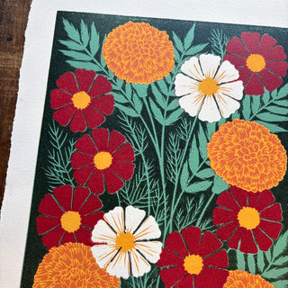 October Birth Month Flower Original Reduction Print - No. 5