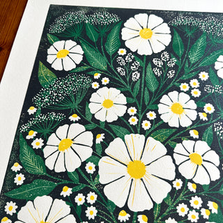Hand Block Printed Cosmos Reduction Print, No. 22