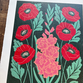 August Birth Month Flower Original Reduction Print - No. 3