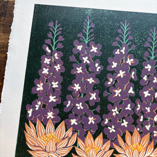 July Birth Month Flower Original Reduction Print - No. 3
