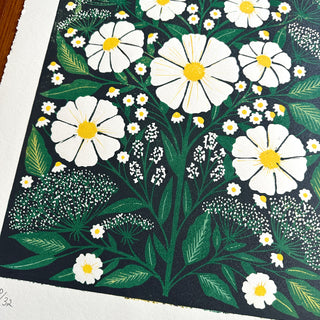 Hand Block Printed Cosmos Reduction Print, No. 20