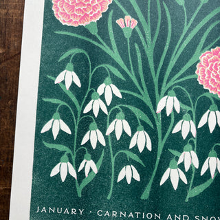Birth Month Flowers Risograph Print: January
