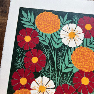October Birth Month Flower Original Reduction Print - No. 2