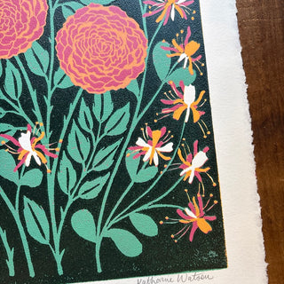 June Birth Month Flower Original Reduction Print - No. 6