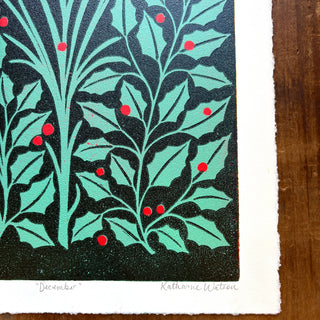 December Birth Month Flower Original Reduction Print - No. 5