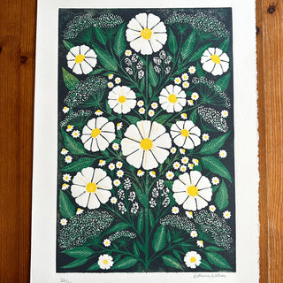 Hand Block Printed Cosmos Reduction Print, No. 22
