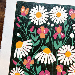 April Birth Month Flower Original Reduction Print - No. 1
