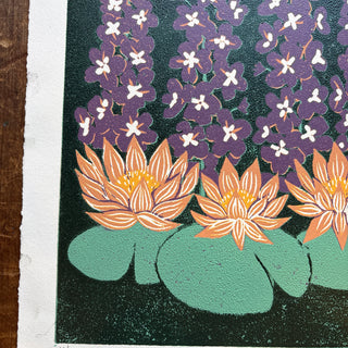 July Birth Month Flower Original Reduction Print - No. 4