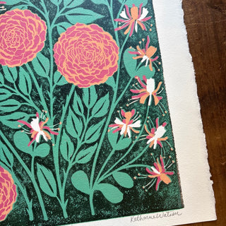 June Birth Month Flower Original Reduction Print - No. 8