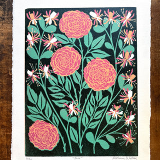 June Birth Month Flower Original Reduction Print - No. 10