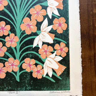 March II Birth Month Flower Original Reduction Print - No. 1