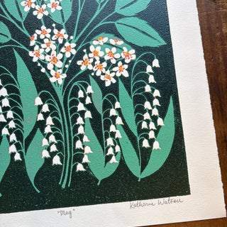 May Birth Month Flower Original Reduction Print - No. 4