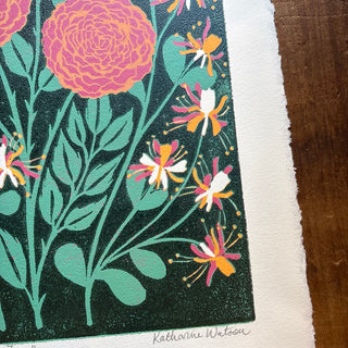 June Birth Month Flower Original Reduction Print - No. 4