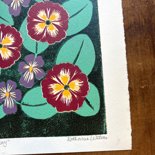 February Birth Month Flower Original Reduction Print - No. 4