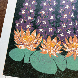 July Birth Month Flower Original Reduction Print - No. 2
