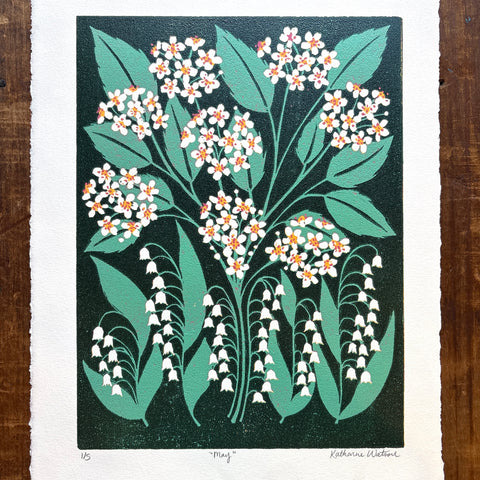 May Birth Month Flower Original Reduction Print - No. 1