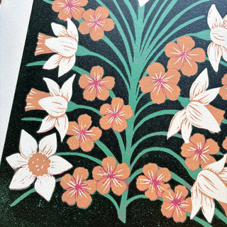 March II Birth Month Flower Original Reduction Print - No. 3