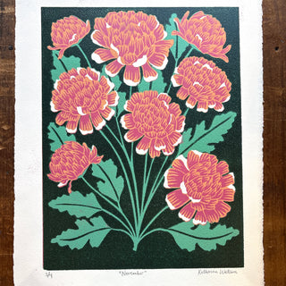 November Birth Month Flower Original Reduction Print - No. 3