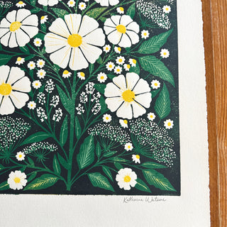 Hand Block Printed Cosmos Reduction Print, No. 21