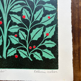 December Birth Month Flower Original Reduction Print - No. 1