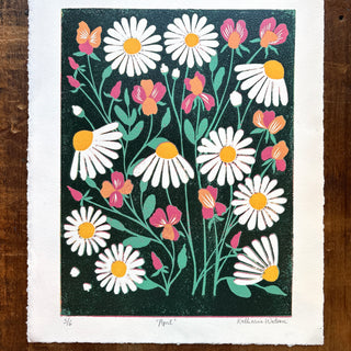 April Birth Month Flower Original Reduction Print - No. 5