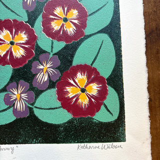 February Birth Month Flower Original Reduction Print - No. 2