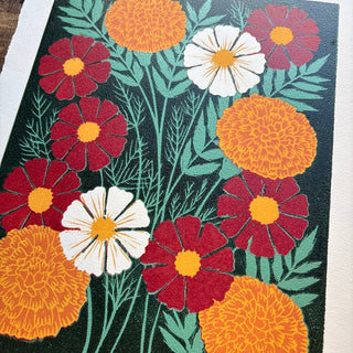 October Birth Month Flower Original Reduction Print - No. 1