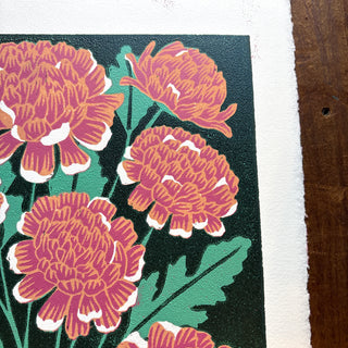 November Birth Month Flower Original Reduction Print - No. 3