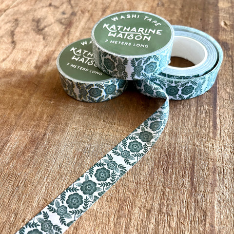 Katharine Watson Washi Tape - Green and White Pattern