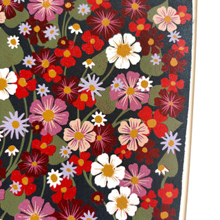 Hand Block Printed "Wildflowers and Vines" Reduction Print