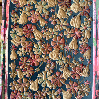 Hand Block Printed "Wildflowers and Vines" Reduction Print