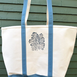 Hand Block Printed L.L. Bean Boat & Tote, Slate No. 1