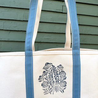 Hand Block Printed L.L. Bean Boat & Tote, Slate No. 1