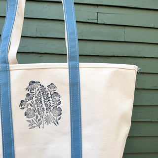 Hand Block Printed L.L. Bean Boat & Tote, Slate No. 1