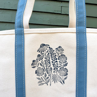Hand Block Printed L.L. Bean Boat & Tote, Slate No. 1