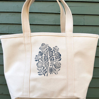 Hand Block Printed L.L. Bean Boat & Tote, Natural No. 2
