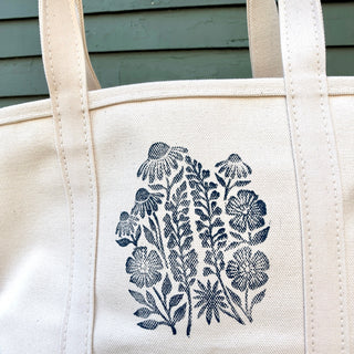 Hand Block Printed L.L. Bean Boat & Tote, Natural No. 2