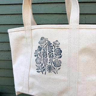 Hand Block Printed L.L. Bean Boat & Tote, Natural No. 2
