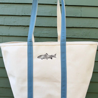 Hand Block Printed L.L. Bean Boat & Tote, Slate No. 3