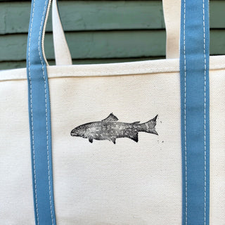 Hand Block Printed L.L. Bean Boat & Tote, Slate No. 3