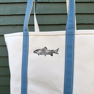 Hand Block Printed L.L. Bean Boat & Tote, Slate No. 3
