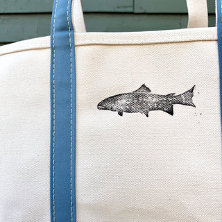 Hand Block Printed L.L. Bean Boat & Tote, Slate No. 3