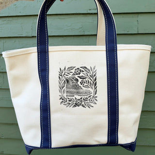 Hand Block Printed L.L. Bean Boat & Tote, Blue No. 6