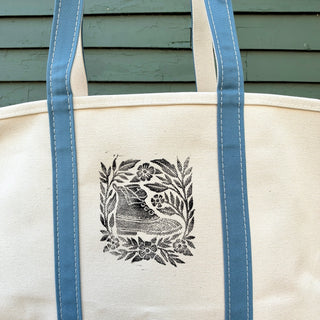 Hand Block Printed L.L. Bean Boat & Tote, Slate No. 7