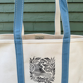 Hand Block Printed L.L. Bean Boat & Tote, Slate No. 7